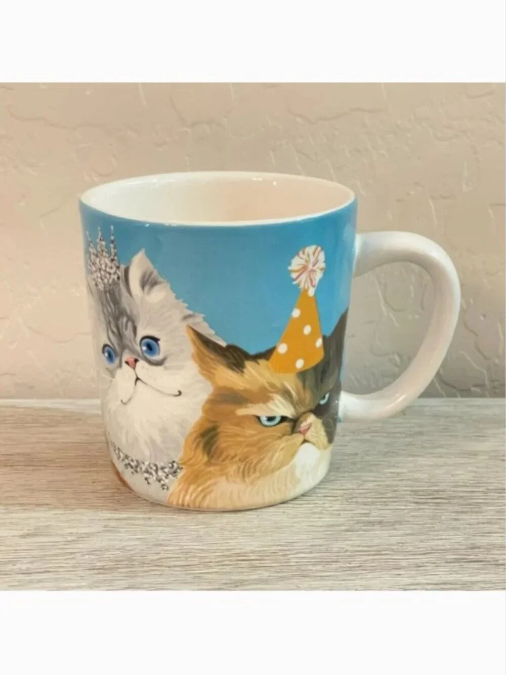 Pier 1 Cat Cup Mug Party Celebration Ironstone Ceramic Birthday Hats